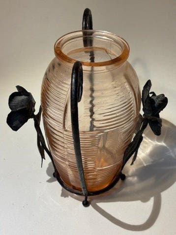 Vaas - Art Deco Glas en Smeedijzer
