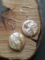 Zilver, Natuurlijke Grote Muntparels - Hangoorbellen -
