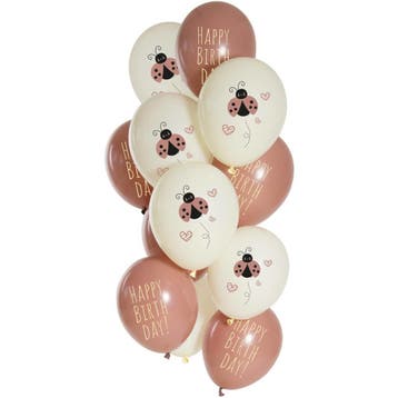 Happy Birthday Ballonnen Lieveheersbeestje 33cm 12st, Verzenden