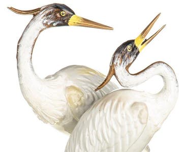 sculptuur, Pair of heron - 41 cm - Brons, Porselein, Antiek en Kunst