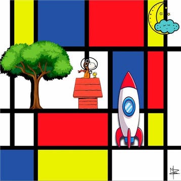 PLM-Art - Snoopy to the Moon Mondrian
