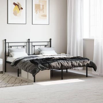 vidaXL Bedframe met hoofdbord metaal zwart 160x200 cm, Verzenden, Nieuw