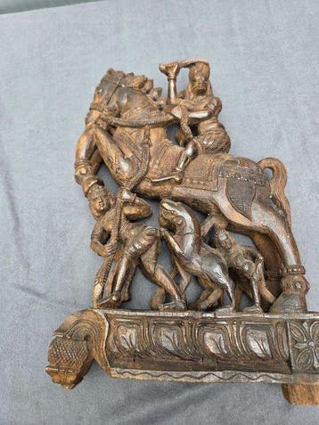 Ruiter te paard - Hout - India - 19e eeuw