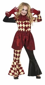 Horror Clown Halloween Kostuum Meisje Rood, Verzenden