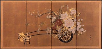 Bybu kamerscherm - Papier, Hout, Een vierdelig bybu Japans