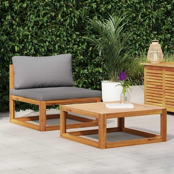 vidaXL 2-delige Loungeset met kussens massief acaciahout, Tuin en Terras, Verzenden, Nieuw