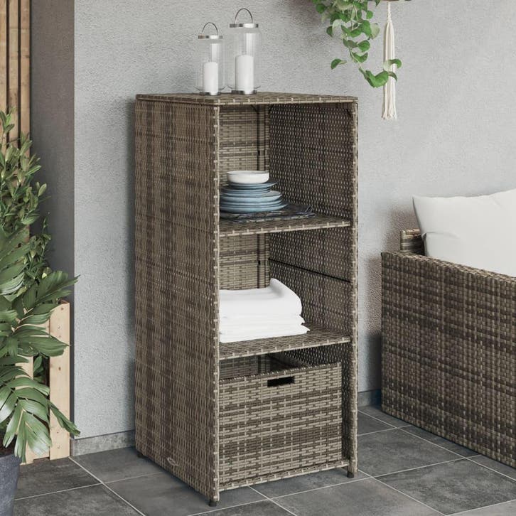 vidaXL Tuinkast 50x55x115 cm poly rattan grijs, Tuin en Terras, Bergingen en Tuinkasten, Nieuw, Verzenden