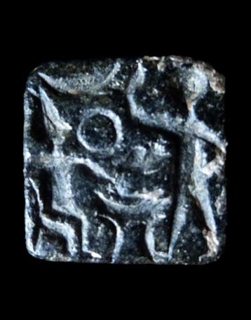 Mesopotamisch - Zegel in zwarte steen - aanbiddingsscène -, Verzamelen