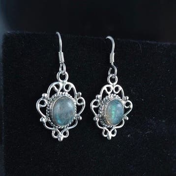 Argent - Boucles doreilles - Labradorite