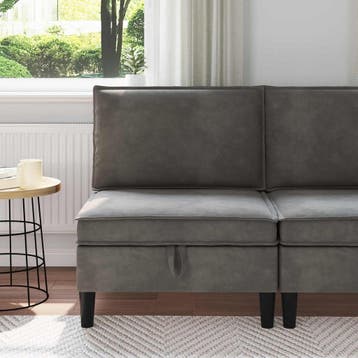 vidaXL Sofa met opslag Donkergrijs Fluweel, Verzenden