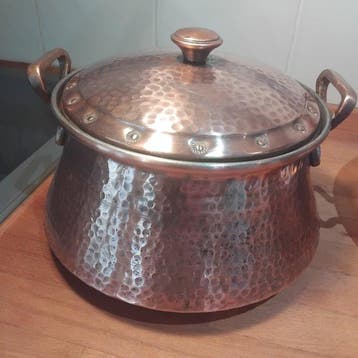 Kookpottenset (2) - Gehammeld roodkoper - Ketel en kookpot