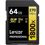 Lexar Professional SDXC 64GB BL 1800X UHS-II V60 Gold, Audio, Tv en Foto, Foto | Geheugenkaarten, Ophalen of Verzenden, Nieuw