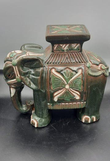 Beeld, Geglazuurde keramische olifant - 20 cm - Keramiek