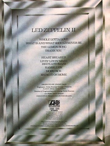 Led Zeppelin - Led Zeppelin II - Disque vinyle unique -