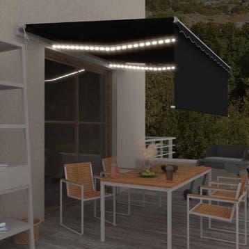vidaXL Luifel automatisch met gordijn LED windsensor 4,5x3 m, Verzenden, Nieuw