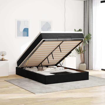 vidaXL Ottoman bed met matras 140x200cm fluweel zwart, Verzenden