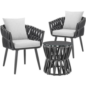 tectake Set Lugano in touwdesign, aluminium frame, schroefpo, Verzenden