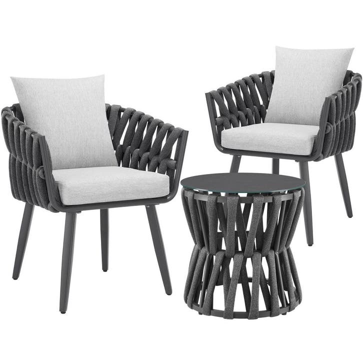 tectake Set Lugano in touwdesign, aluminium frame, schroefpo, Tuin en Terras, Tuinsets en Loungesets, Verzenden