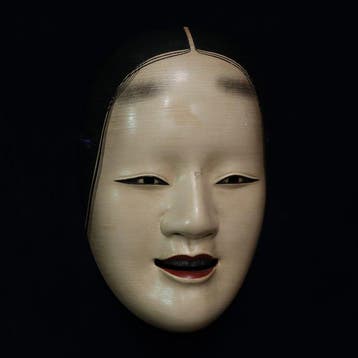 (Include Mask Bag & Box) Signed Japan Wooden Noh Mask of