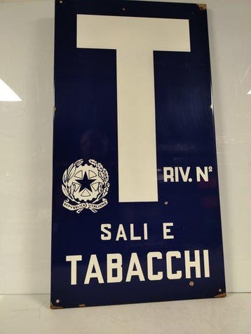 Enseigne en émail - Sali et Tabacchi Riv. N. - République