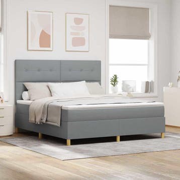 vidaXL LED Box Spring Bed met hoofdeinde Lichtgrijs 180 x, Huis en Inrichting, Verzenden, Nieuw