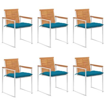 vidaXL Tuinstoelen 6 st met kussens massief acaciahout, Verzenden, Nieuw