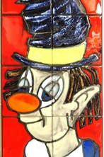 sculptuur, tegeltableau, clown - 50 cm - Keramiek - 1960, Antiek en Kunst
