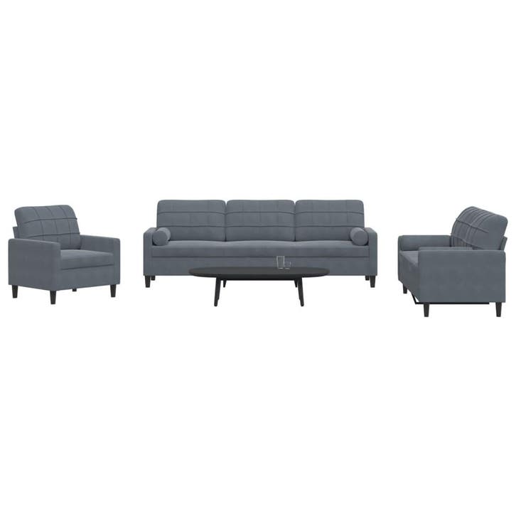 vidaXL 3-delige Loungeset met kussens en bolsters fluweel, Maison & Meubles, Canapés | Salons, Envoi