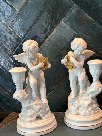 Franklin Mint - Beeldje - Vintage Puttis kandelaars (3) -