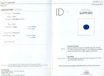 1 pcs Blauw Saffier - 3.50 ct - Lotus Gemology - Koninklijke, Nieuw