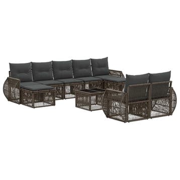 vidaXL Tuinbank Set 10 pcs Grijs en Donkergrijs poly rattan, Verzenden, Nieuw