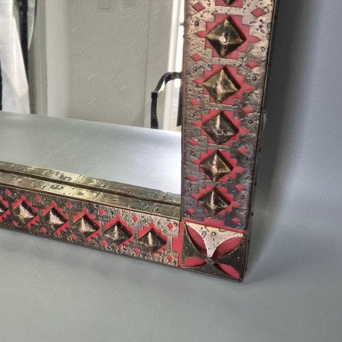 Miroir - Métal - Miroir avec cadre en métal orné – Miroir, Antiek en Kunst, Curiosa en Brocante