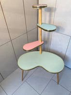 Bijzettafel - Vurenhout - Retro plantentafel