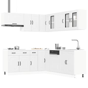 vidaXL 11-delige Keukenkastenset Kalmar bewerkt hout wit, Verzenden, Nieuw