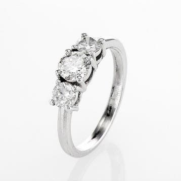 Zonder minimumprijs - Ring - 14 karaat Witgoud - 0.96ct. tw.
