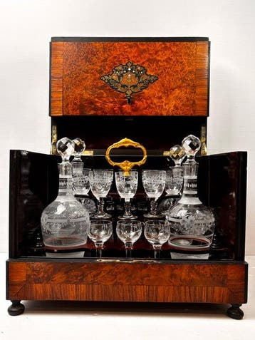 Armoire à liqueurs - Loupe dOrme, Cristal - Cave à liqueur