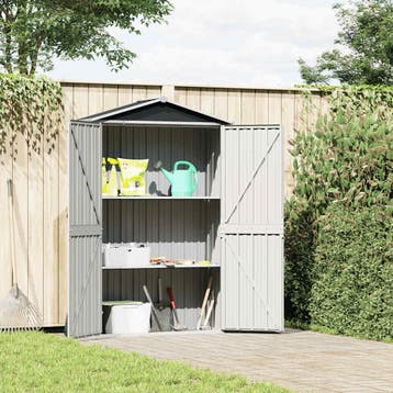 vidaXL Tuinschuur 116x45x175 cm gegalvaniseerd staal grijs, Verzenden, Nieuw