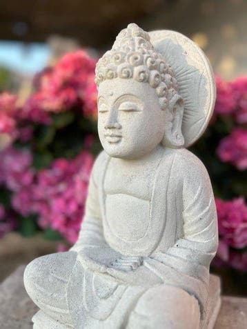 Statua Buddha Bianca in Pietra Naturale – Bali - Statue -, Antiek en Kunst