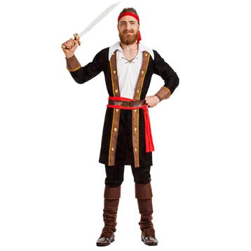 Piraat Kostuum Zwart Rood Heren, Verzenden, Nieuw