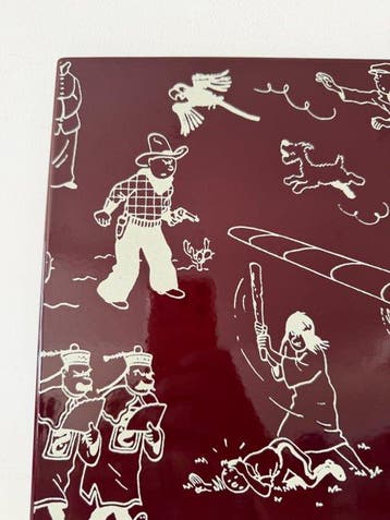 Tintin - 1 Plaque émaillée tintin page de garde 35/35 cm