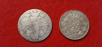 Autriche, Belgique. Léopold II. Lote de 2 monedas de plata, Timbres & Monnaies