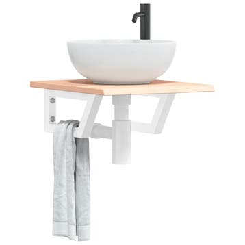 vidaXL Badkamer wandschap staal en massief eikenhout, Huis en Inrichting, Verzenden, Nieuw