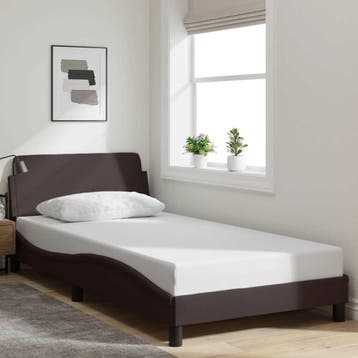 vidaXL Bedframe Dover 100x200 cm stof donkerbruin, Verzenden, Nieuw