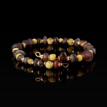 Oud-Romeins Bracelet, met Romeinse glazen kralen, Earrings