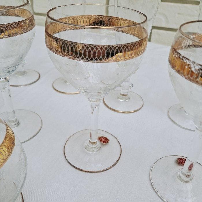 Cristalleria Toscana - Drinkset (13) - kristal, goud, Antiek en Kunst, Antiek | Meubels | Tafels