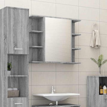 vidaXL Badkamerspiegelkast 80x20,5x64 cm bewerkt hout grijs, Verzenden