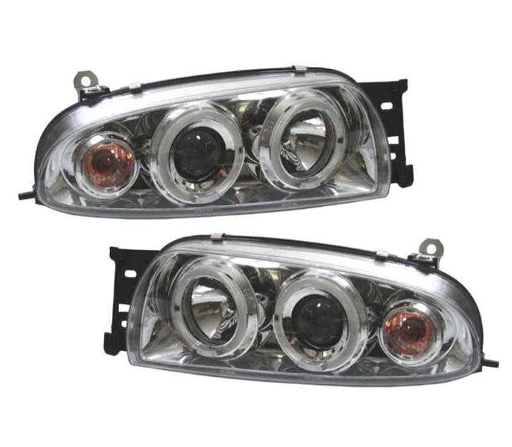 PHARES FORD FIESTA 95-99 ANGEL EYES FOND CHROMÉ, Auto-onderdelen, Verlichting, Verzenden