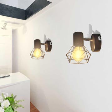 vidaXL Wandlampen 2 st met LED industriële stijl zwart, Huis en Inrichting, Verzenden, Nieuw