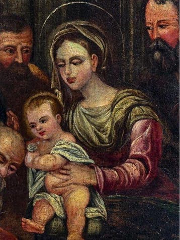 Spaanse school (XVII) - Los Reyes Magos ante la Sagrada, Antiek en Kunst