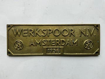treinbord - Werkspoor Amsterdam - Reclamebord - brons of